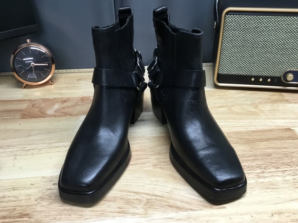Sam Edelman Bellamie Leather Ankle boots Womens US 7.5 Black Pull-On Block Heel